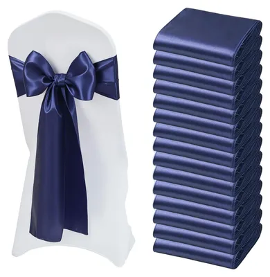 Zdjęcie produktu dla Satynowe Szarfy Na Krzesła Vevor Granatowe 50 Szt 275X17 Cm Premium