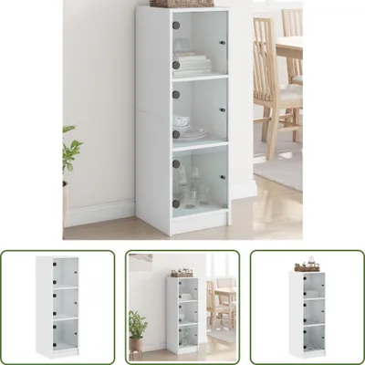 Zdjęcie produktu dla The Living Store Highboard ze szklanymi drzwiami biały 35x37x109 cm