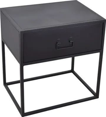 Produktbild von LOFT42 Djax Nachttisch mit Schublade - schwarz - Metall - 50x47x35