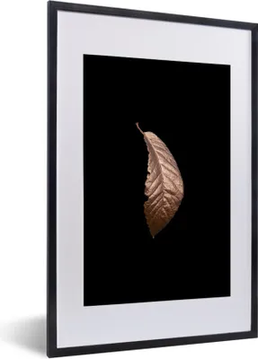 Produktbild von MuchoWow® MuchoWow® Gerahmtes Poster Blätter - Roségold - Schwarz 40x60 cm - Poster mit zchwarzem Bilderrahmen - Poster in Rahmen