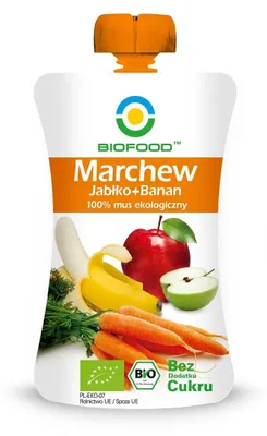 MUS JABŁKOWO - MARCHWIOWO - BANANOWY BEZGLUTENOWY BIO 120 g - BIO FOOD