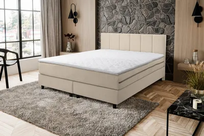 Produktbild von VENASI PARIS Boxspringbett 160x200 mit H3 Matratze BEIGE Polsterbett Doppelbett