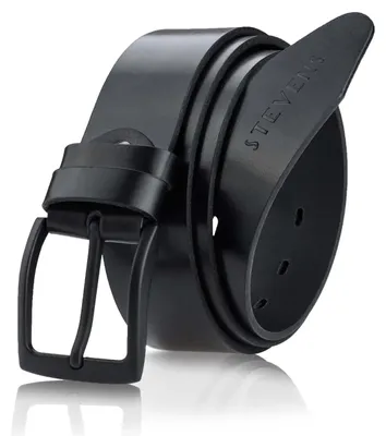 Zdjęcie produktu dla Pasek Męski Skórzany Premium Stevens Czarny Szeroki Klasyczny 4Cm + Pudełko 150Cm