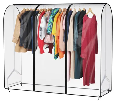 Produktbild von Transparente Kleiderständerabdeckung (182 x 152 x 50 cm) mit Reißverschluss, Staubschutzhülle und wasserdichter Schutzhülle für Kleiderbügel.