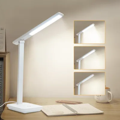 Zdjęcie produktu dla LQWELL Lampa biurkowa LED 3 poziomy jasności USB biały