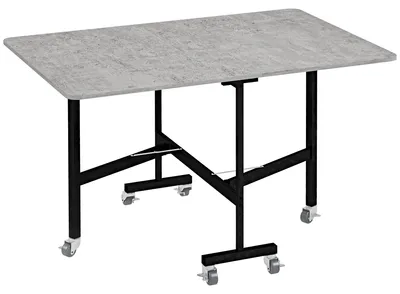 Produktbild von Esstisch für 4-6 Personen, Klapptisch mit Rollen, Stahlgestell, 52,5-120 x 80 x 73 cm, Grau