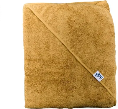 Produktbild von Baumwollefrotteebadetuch mit Kapuze XKKO Organic 90x90 - Honey Mustard 1St.