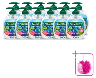 Imagen del producto de 12 unidades de jabón líquido para manos Palmolive Aquarium, vegano, 300 ml, pack ahorro