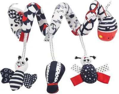 Produktbild von Baby Spiral Spielzeug, Bett Mobile, Hängespielzeug, Stofftier, Kinderwagen Deko, Frühförderung, Geschenk, Giraffe Schwarz-Weiß