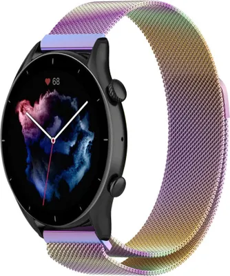 Produktbild von Strap-it Milanese Armband - Kompatibel mit Amazfit GTR 3 (Pro) Armband Ersatzarmband Edelstahl - Armband mit Magnetverschluss - Hochwertiges Material - für Smartwatch 22mm Armband Bunt