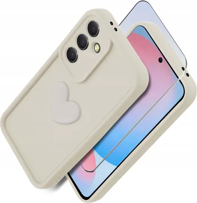 Produktbild von Etui für Samsung A56 5G aus mattem Silikon mit Herz + 9H-Schutzglas