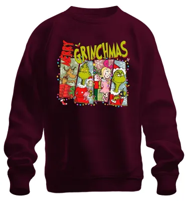 Produktbild von Merry Grinchmas Weihnachten Grinch lustig Geschenk Familie Sweatshirt Pullover, Burgundy, S