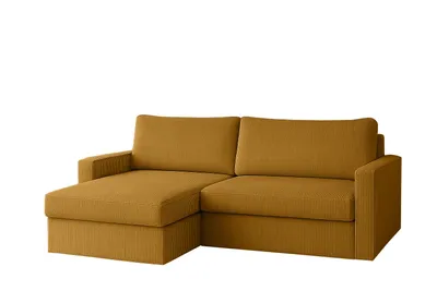 Produktbild von Kaiser Möbel Ecksofa mit Schlaffunktion und Bettzeugablage LUBEKA, Stoff Poso Senffarbe Links