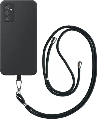 Immagine prodotto di Adatto per Samsung Galaxy M52 Custodia per telefono con cordino nero staccabile - Custodia flessibile in silicone TPU con cordino nero - Nero - Smartphonics
