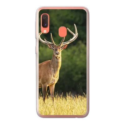 Produktbild von MuchoWow® Handyhülle Schutzhülle Hülle für Samsung Galaxy A20e Hirsch - Geweih - Gras - Natur - Tiere - Grün Silikon Softcase Handy Hülle - Abdeckung