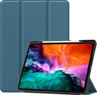 Produktbild von Mobigear Tri-Fold Gel iPad Pro 12.9 Zoll (2022) Hülle TPU,Kunstleder Klapphülle + Stifthalter - Grün