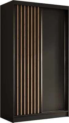 Produktbild von AGMAT Schwebetürenschrank Nevada, Kleiderschrank mit 2 Türen, Moderne Garderobe in Farbe: Schwarz, Schrank in Größe: 120 x 216 x 61 cm