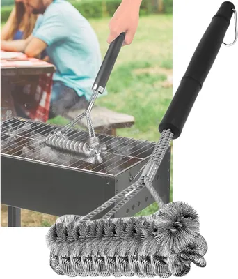 Obrázok produktu pre Grilovacia kefka na liatinový rošt, nehrdzavejúca oceľ, dlhá rukoväť, pre plynový gril