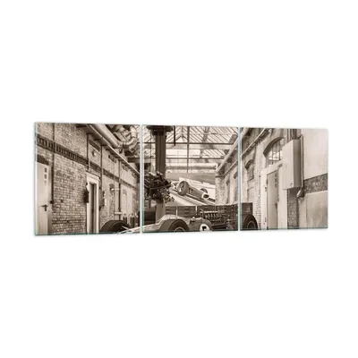 Produktbild von Bilder auf glas - 3 Teile - Formel 1 Rennen Retro - 90x30cm - Glasbilder - Wandbilder - Bilder - zum Aufhängen bereit - Wanddekoration aus Glas - Glas Bilder - Wandbild auf Glas - GCA90x30-4918