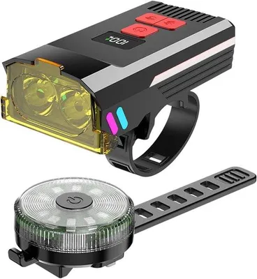 Immagine prodotto di VHV - Kit di illuminazione per bicicletta - luci anteriori e posteriori - luci LED per bicicletta, ricaricabili tramite USB-C, impermeabili - adatte per biciclette da città, bici da corsa e mountain bike