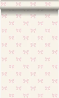 Produktbild von Origin Wallcoverings Tapete kleine Schleifen Weiß und Hellrosa 53 cm x 10.05 m