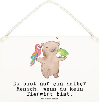Produktbild von Mr. & Mrs. Panda Schild Tierwirt Herz DIN A6 - Weiß - Geschenk, Agronom, Farmer, Wandbild Holz, Lustig, Bauernhof, kleine aufmerksamkeit, Türschild, Holzschild, holzbild