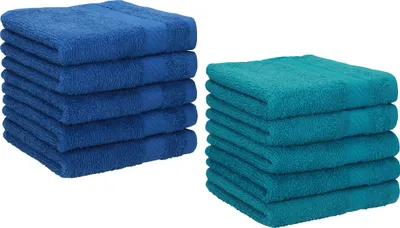 Produktbild von Betz 10 Stück Seiftücher 30x30 cm PALERMO 100% Baumwolle  Farbe: blau und petrol