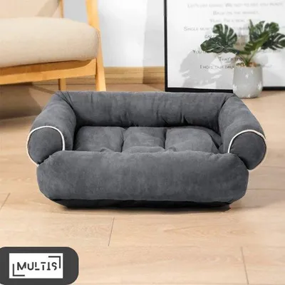Obrázek produktu pro Polštář pro psy – protiskluzová spodní strana – 70 x 60 x 24 cm – lze prát – antracitová barva