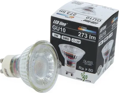 Produktbild von 1x LED Line GU10 3W LED Leuchtmittel 36° SMD 2700K Warmweiß 273 Lumen Spot Strahler Glass Einbauleuchte Energiesparlampe Glühlampe