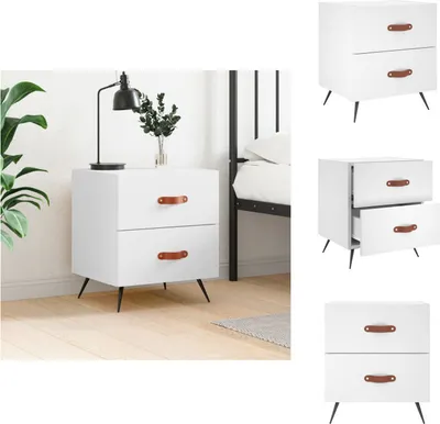 Zdjęcie produktu dla vidaXL Stolik nocny biały 40x35x47,5 cm materiał drewnopochodny - Stoliki nocne