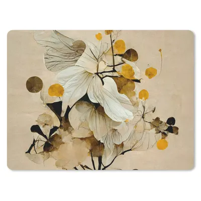 Produktbild von MuchoWow® Mauspad Mousepad Blumen - Pflanzen - Gold - Vintage 23x19 cm - Mousepads - Maus Mat - Pad - Mausunterlage - Schreibtischunterlage - Mauspad