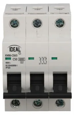 Immagine prodotto di Interruttore automatico 3P C 50A 6kA AC KMB6-C50/3 23169