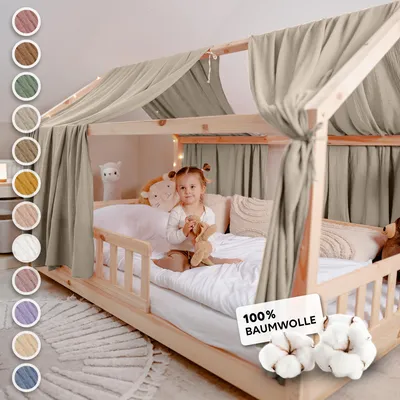 Produktbild von Hausbett Himmel 2er-Set aus 100% Musselin - für Kinderbett