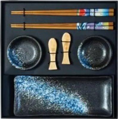 Produktbild von Keramik-Sushi-Schale + Essstäbchen-Set - Jade-Tempel