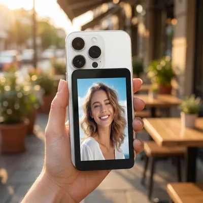 Produktbild von Magnetischer Smartphone Selfie Monitor - 4,02 Zoll Vlogging Display, 480x800 Pixel, Bluetooth 5.0, USB-C Ladeanschluss für Content Creator