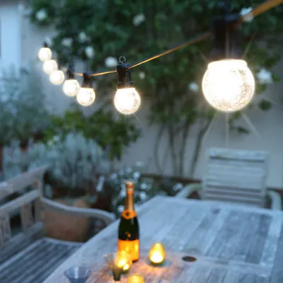 Produktbild von 13M Superhelle LED Glühbirnen Lichterkette Innen Wasserdicht Garten Party Hochzeit Beleuchtung Deko, EU Stecker, Warmweiß 20x Transparente Glühbirne