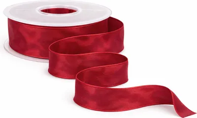 Produktbild von 25m Dekoband Taft Drahtkante B25mm Taftband Schleifenband Geschenkband Satinband bordeaux