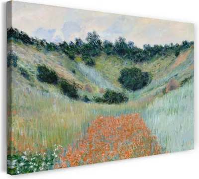 Produktbild von Leinwandbild (80x60cm): Claude Monet - Mohnfeld bei Giverny, echter Holz-Keilrahmen inkl. Aufhänger, handgefertigt in Deutschland