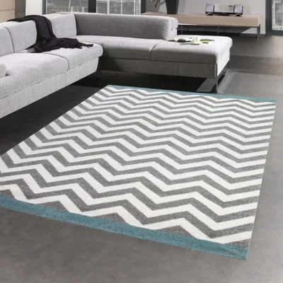 Immagine prodotto di Tappeto da salotto design scandinavo in grigio crema turchese dimensioni - 80x150 cm