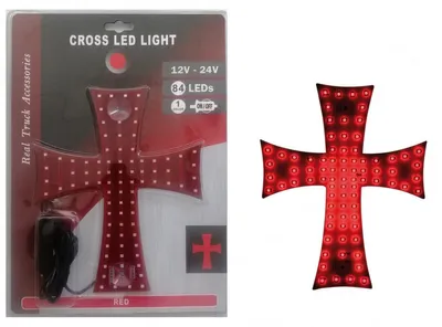 Produktbild von LED-Leuchtkreuz, rot, 84 LEDs, 12 V/24 V, 245 x 200 mm