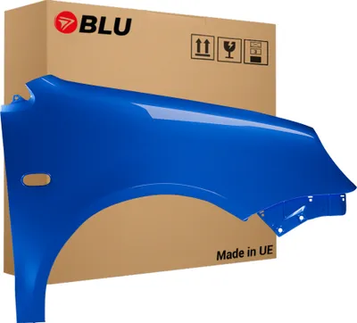 Zdjęcie produktu dla BLU Błotnik pasujący do VW Volkswagen Polo 9N IV 4 LA5K Prawy Niebieski OlympiaBlau | 2001-2005 | Przedni Przód | Lakierowany | Gotowy do montażu  | Stal