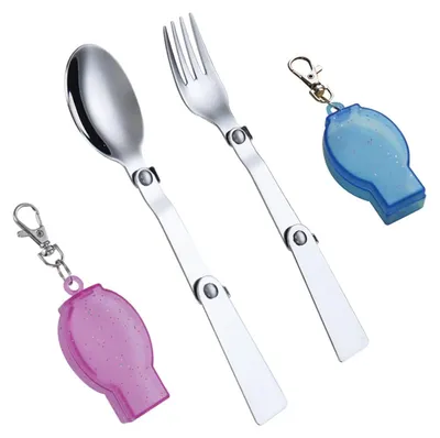 Image de Fourchette pliante, couverts pliables, couverts de camping - Acier inoxydable 304 - Deux boîtes de rangement - 16 cm - Pour le camping et les pique-niques
