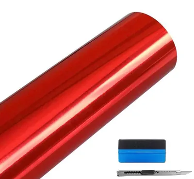 Immagine prodotto di Film adesivo in vinile, autoadesivo, rosso, dimensioni 5 cm x 900 cm, per auto e biciclette