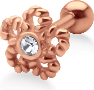Produktbild von Ohrring Helix Ohrpiercing 925 Sterling Silber Seil-Blume in verschiedenen Farben Material - Silber rosévergoldet Verschlusskugel - 4 mm