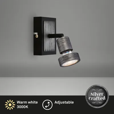 Produktbild von Wandleuchte Briloner LED GU10 4,9W 10CM Wandlampe Schwenkbar Strahler Metall Spot 3000K Antik-Silber