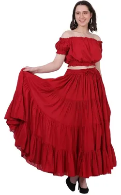 Productafbeelding van Wevez, effen rok voor dames, van katoen, 25 meter, rood, one size
