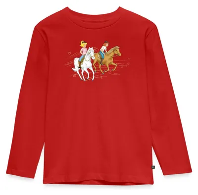 Produktbild von Spreadshirt Bibi Und Tina Ausritt Mit Amadeus Und Sabrina Kinder Premium Langarmshirt, 110/116 (4 Jahre), Rot
