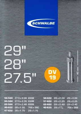 Produktbild von Schwalbe Schlauch DV19 40/62-584/635 27,5, 28, 29 Zoll DV 40mm