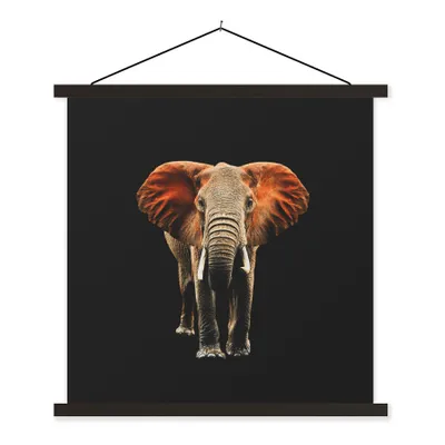Produktbild von MuchoWow® Textilposter Elefant - Tiere - Zähne 40x40 cm mit schwarzem Rahmen - Fotos