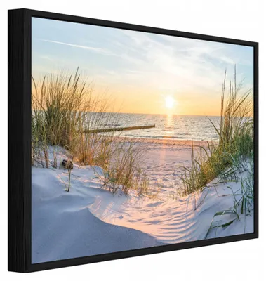 Produktbild von Bilder mit Rahmen Strand Meer Natur - 100x70 cm - Wandbilder Wohnzimmer Schlafzimmer - Leinwand Bilder mit Rahmen Beige - PPR14020O1